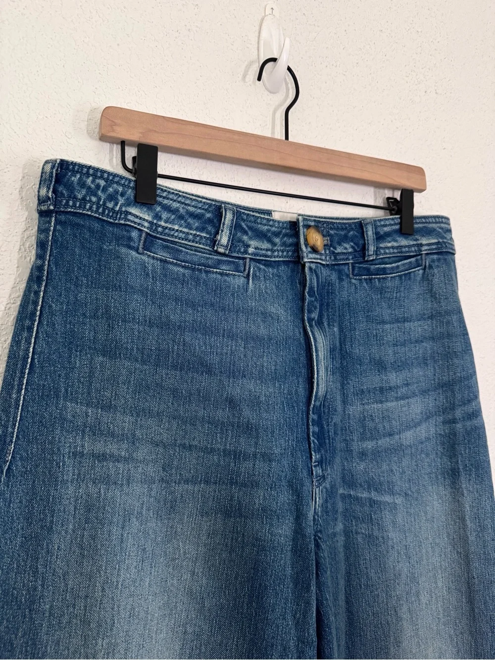 Maeve Anthropologie The Ettie High Rise Embroidered Wide Leg Crop Jeans 33 TALL - Picture 5 of 10